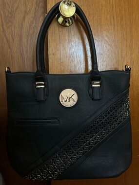 Michael Kors copy  Black Tote with Gold MK Emblem